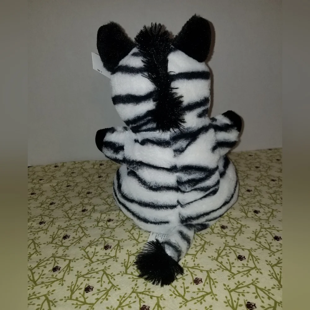Puppet Plush Zebra Stuffed Animal  Black & White Stuffie